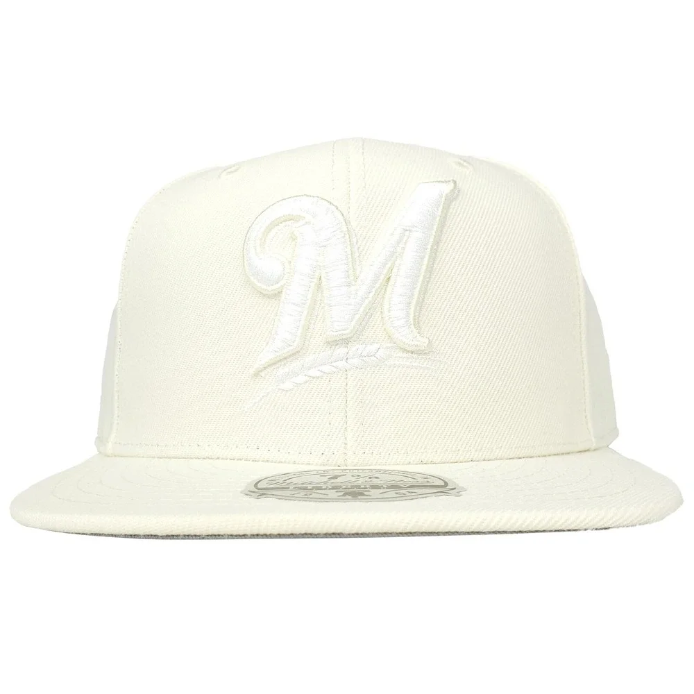 Milwaukee Brewers Mitchell & Ness‎ MLB Fitted 7 3/8 Liberty Hat Cap 3D Logo NWT